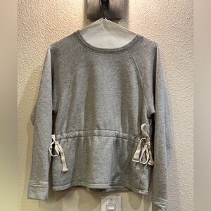 ❤️ Athleta S Gray Sweatshirt with Cinch Waist & Side Ties